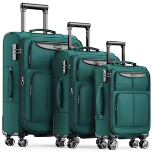 [Mother's Day Gift] SHOWKOO Luggage Sets 3 Piece Softside Expandable Lightweight Waterproof Durable Suitcase Sets Double Spinner Wheels TSA Lock Carry On(20in/24in/28in) for Business,School,Travel