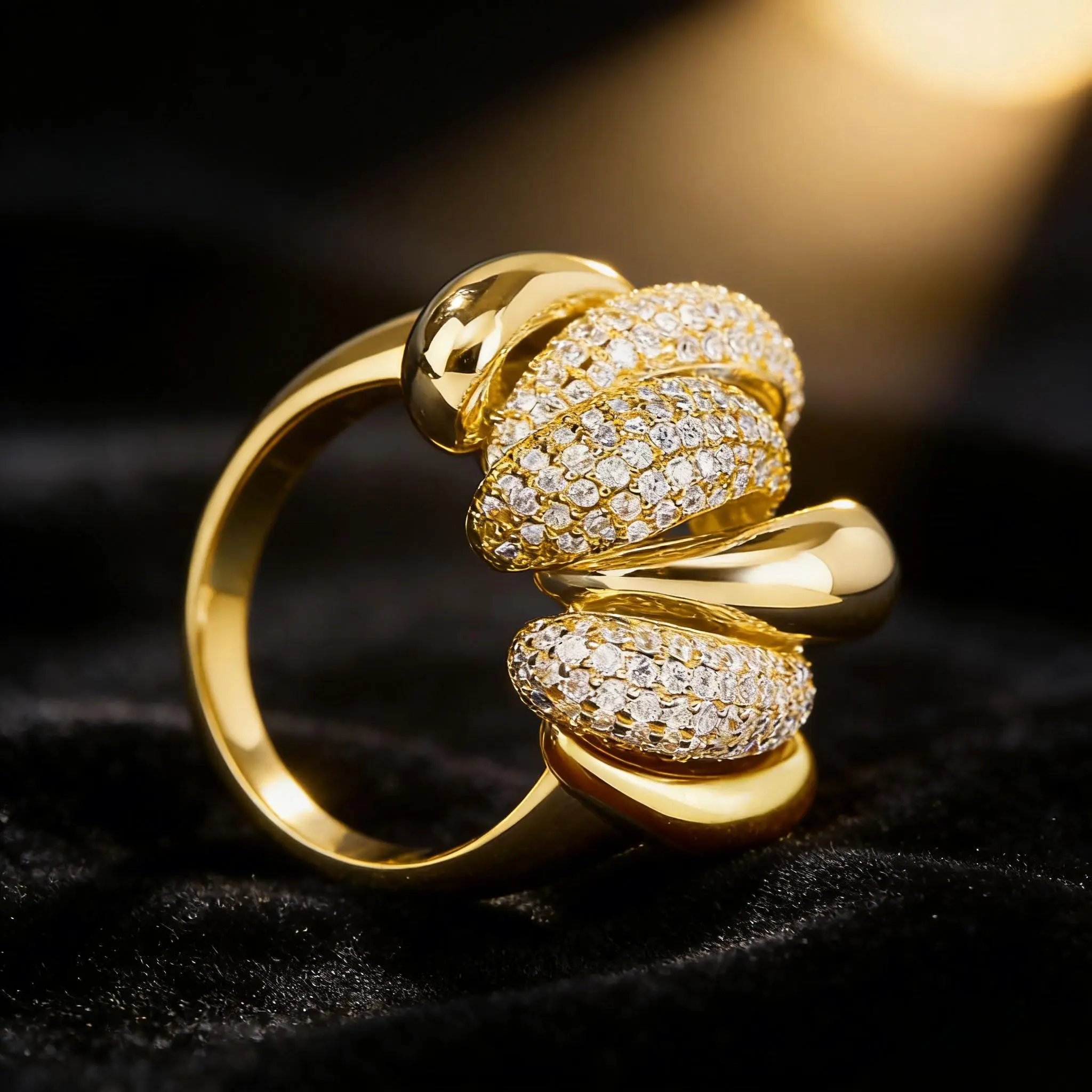 Knot Design Statement Ring Everyone Obsessed With, Full Pave Coil Stackable Promise Ring, Bold Sculptural Jewelry for Women, Anniversary & Valentine’s Day Gift, Daily Casual Wear
