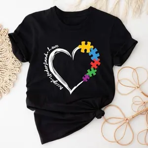 Autism Awareness Shirt, Accept Understand Love T-shirt, Autism Heart , Cute Puzzle Shirt, Gift For Teacher, Sped Teacher , Gift For Mom. Casual Fabric