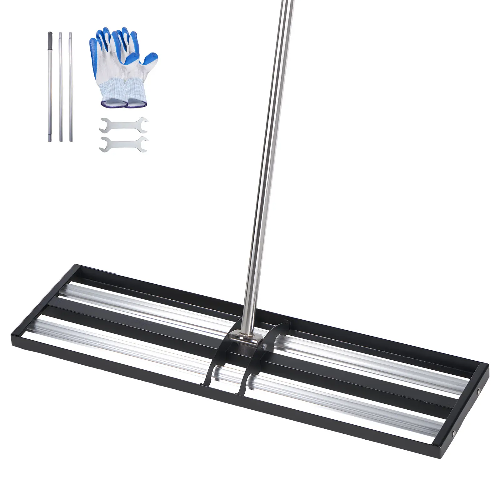【SummerFinds】VEVOR Updated Lawn Leveling Rake with Roller, 30" x 10" Stainless Steel Lawn Leveler with 83.9" Adjustable Handle, Heavy Duty Yard Leveling Rake, Effort Saving Lawn Leveling Tool for Yard Golf Court