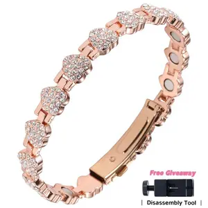 Pure Copper Bracelets for Women,Ultra Strength Magnetic Bracelet with 3800 Gauss Magnets & Sparkling Cubic Zirconia, Adjustable Charm Bracelet outdoorfun