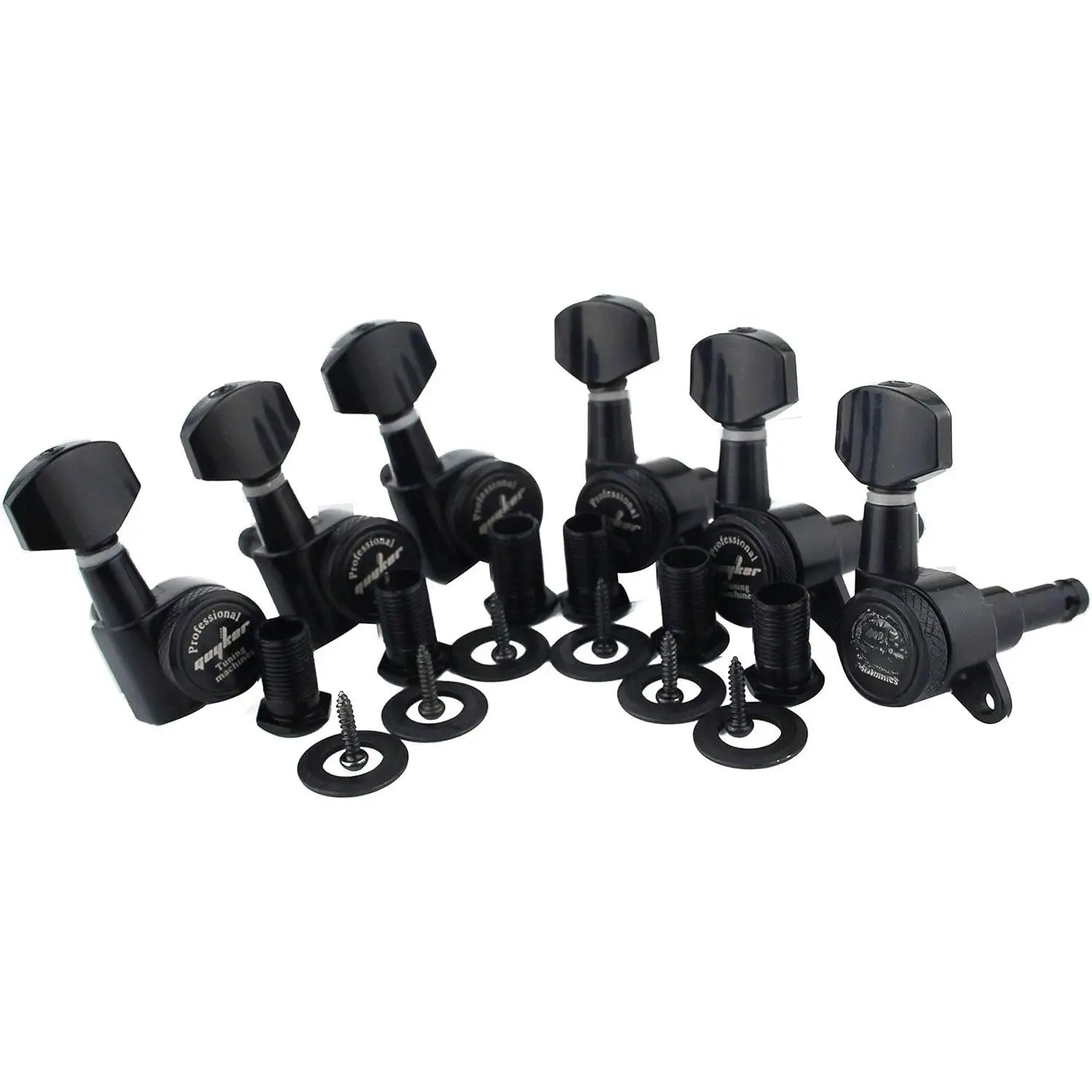 Guitar Locking Tuners (6 for Right) - 1:18 Lock String Tuning Key Pegs Machine  with Hexagonal Handle Replacement for ST TL SG LP Style Electric, Folk or Acoustic Guitars - Black