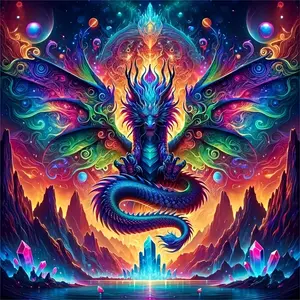 5D Cube Round Diamond Full Drill Diamond Painting of The Dragon God, a Diamond Cross-Stitch Wall Decoration, Perfect for Beginners And Craft Enthusiasts. It Is an Essential Ornament And Decoration for Living Rooms, Bedrooms, Studies