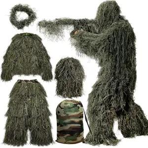 5 in 1 Ghillie Suit 3D Camouflage Hunting Suits - Jacket, Pants, Hood, Carry Bag for Adults & Youth, M/L/XL/XXL