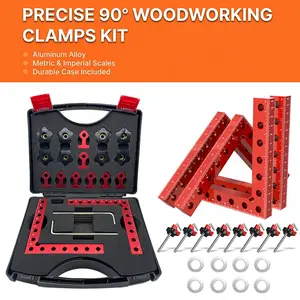 12-Piece 90-Degree Clamp Kit with 4 Aluminum L-Squares & 8 Bar Clamps | All-in-One Woodworking Jig Set for Fast, Accurate Box, Frame and Cabinet Assembly