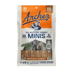 Archer Jerky Original Turkey Mini Sticks - 16ct, 5g Protein, 0 Sugar, Healthy Paleo All-Natural Turkey Dried Meat Snacks, Healthy Snacks to Buy