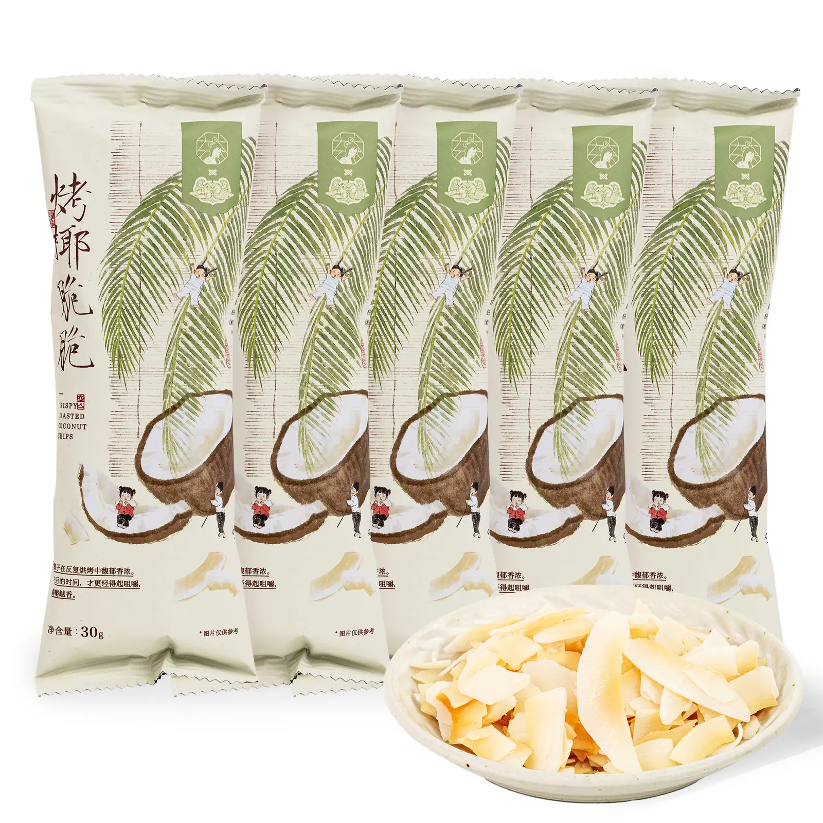 【Creator Exclusive】ChaYanYueSe  Baked Coconut Flakes, 1.06oz*5【5 Packs】 Snack Variety Crispy Snack Crackers