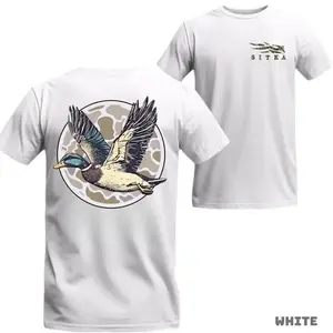 Unknown Sitka T-Shirt - Flying Mallard Duck with Circular Camo - Fashion Cotton T-Shirt, Streetwear Crewneck Menswear Tops, Duck Hunting Shirt, Cape Let Bee Eugene Emo Clothes New York Outfit Affliction Hoodie Deku Outfits Good Graphic Tees-DK.X