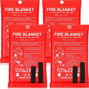 【First Aid Kit】Emerqency Fire Blanket-4Pack-Fiberglass Fire Suppression Blanket for Kitchen,40"x 40" Fire Blanket for Home