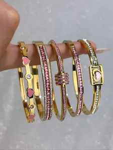 Elegant Classic Bracelet & Bangle Set, Trendy Stack Bangle, Stainless Steel Fashionable Jewelry for Women & Girls, Lightweight and Niche Design, Suitable for Wearing on Important Occasions