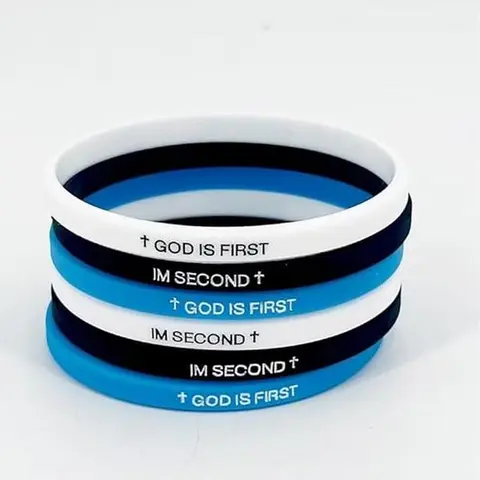 Christian Silicone Bangles Set - Durable and Easy to Use Religious Inspirational Jewelry with 'GOD IS FIRST I'M Second' Letter Text, Christian Cross Motif Casual Bracelets for Daily Wear, Faith Friendship Bracelets