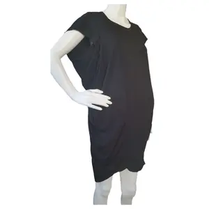 Black Elegant Draped Detail Knit Dress- Bump Friendly