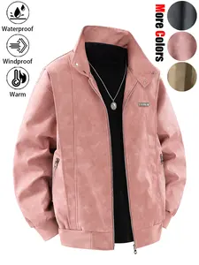New unisex fashionable casual loose-fit waterproof windproof warm motorcycle jacket, versatile durable wrinkle-resistant embroidered back outerwear, perfect for daily commuting, outdoor adventures, hiking, and fishing. dad gifts christmas
