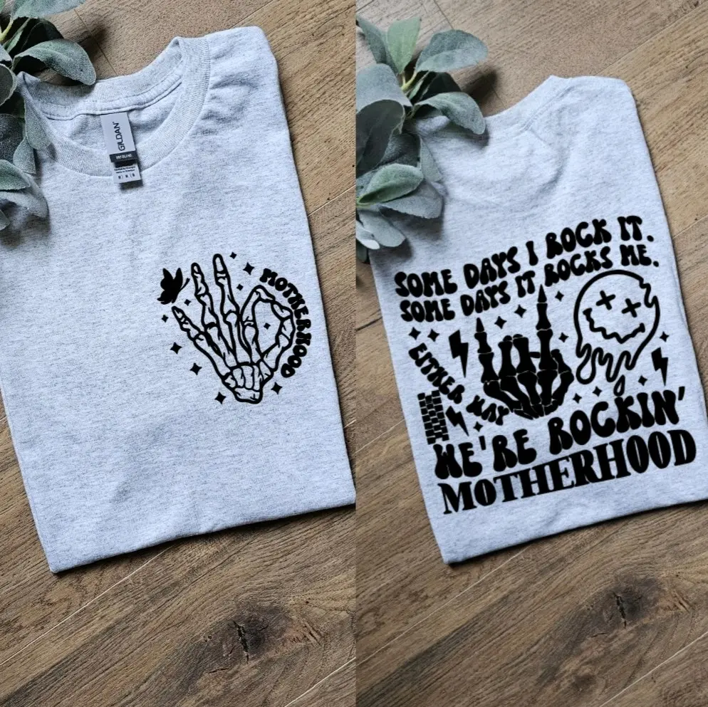 cute some days i rock it some days it rocks me motherhood popular retro momlife mama tee