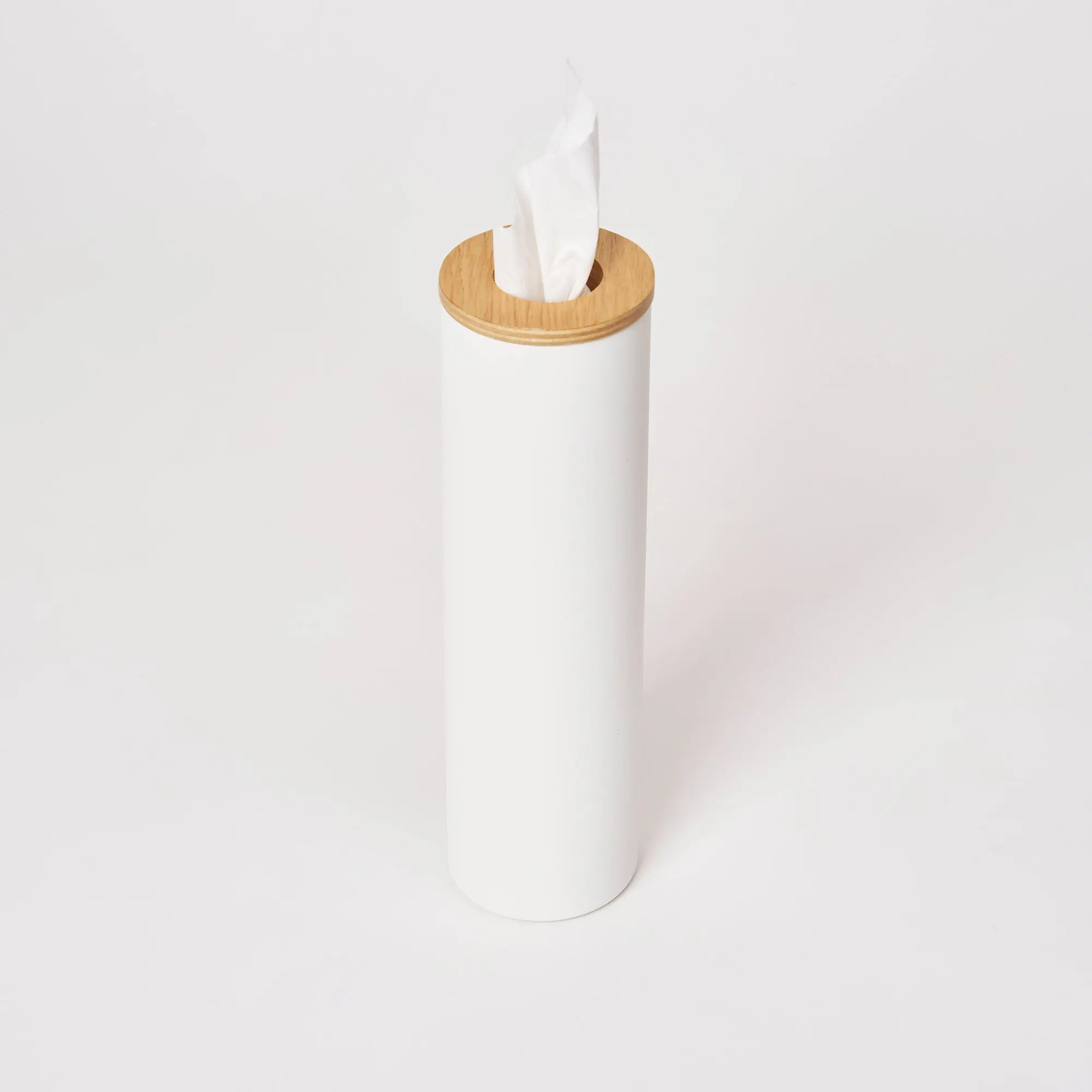 Round Bathroom Tissue Case, Modern Wooden-Stainless Steel Bathroom Decoration Accessories with Silicone Details