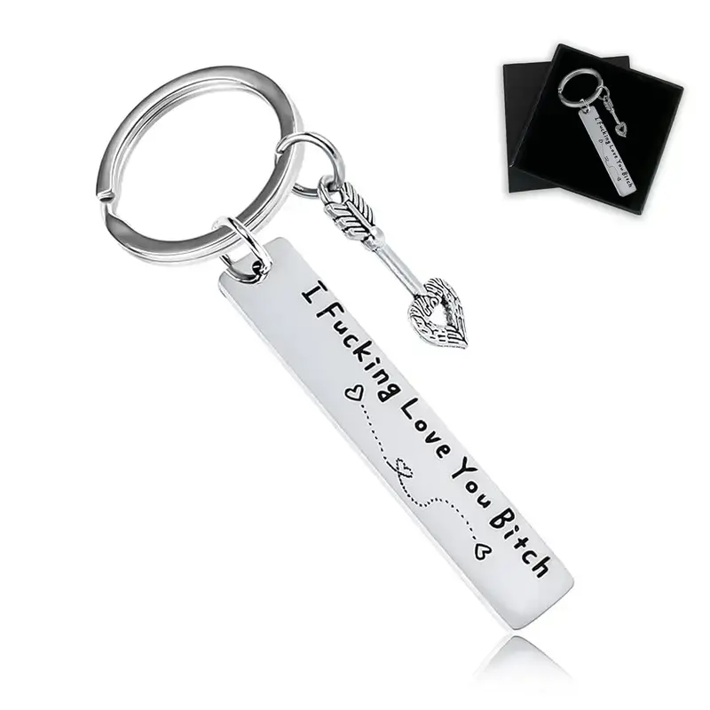 Women's Engraved Minimalist Oblong Shape Statement Keychain, Funny BFF Humor Friendship Gift for Besties, Stainless Steel Jewelry-Style Pendant for Purses-Backpacks, Christmas-Birthday Gift Accessory