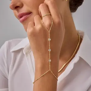 Women's Hand Chain Bracelet,Dainty Finger Ring Bracelet Hand Jewelry for Women Trendy Summer Essentials Stuff Fashion Boho Beach Jewelry Gifts