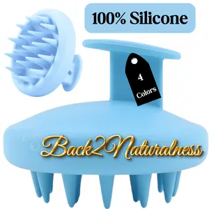Back2Naturalness 100 Percent Silicone Scalp Massager & Scrubber Soft Hygienic Bristles for Healthy Hair & Scalp Promotes Circulation Dandruff Removal Growth Non-Slip Grip 4 Color Options Gentle Durable