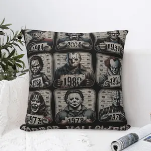 PAUSEBOLL Horror movie pillowcase, soft and comfortable, machine washable, zipper closure, pillow core not included, suitable for sofa, bed, car, suitable as a holiday gift