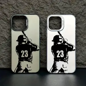 A Laser Phone Case with Baseball Player Pattern of No.23, Suitable for iPhone 17 Air/16 Plus/15 Pro Max/14 Pro/13/12/11/XS Max/X Phone Case, Ideal Gift for Family, Friends, Lovers, Boyfriend, Girlfriend, Best Choice for Holiday Gifts CY437