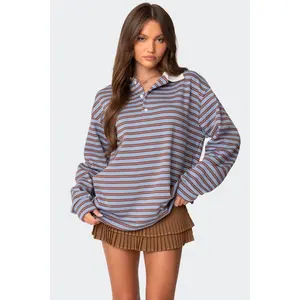 Stripey Oversized Collared Shirt