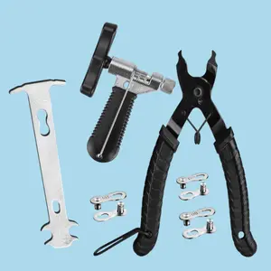Bike Link Plier + Chain Breaker Splitter Tool + Chain Checker + 3 Pairs Bicycle Missing Links, Bike Link Opener Closer Plier Chain Cutter Connector Wear Indicator Tool