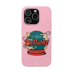 “See Through the BS” Witchy Crystal Ball Phone Case – Pink Retro Aesthetic