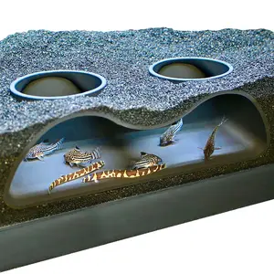 Aquarium Underground Tunnel Cave Natural Curve Two Hole | Viewing Fish & Shrimp Under Gravel Tunnel | Fish Tank Decor Decoration Hideout Perfect for Corydora Catfish, Kuhli Loach, Pleco