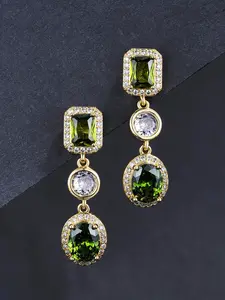 Iced Chics 1 Pair Hip-hop Green Synthetic Zircon Inlaid Stud Earrings, Earrings and Jewelry, Suitable for Daily Wear, Dates, Valentine's Day, The Best Gift for Your Partner, Trendy Earrings