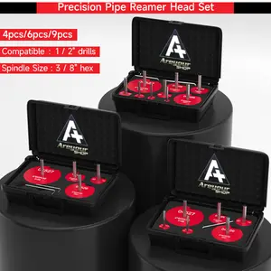 Areyourshop Mechanical Cutting Tool Set - Professional Plastic Pipe Reamer Kit for 1/2" Drills, High-Precision Alloy Cutters for PVC CPVC ABS Pipes Includes Sturdy Case