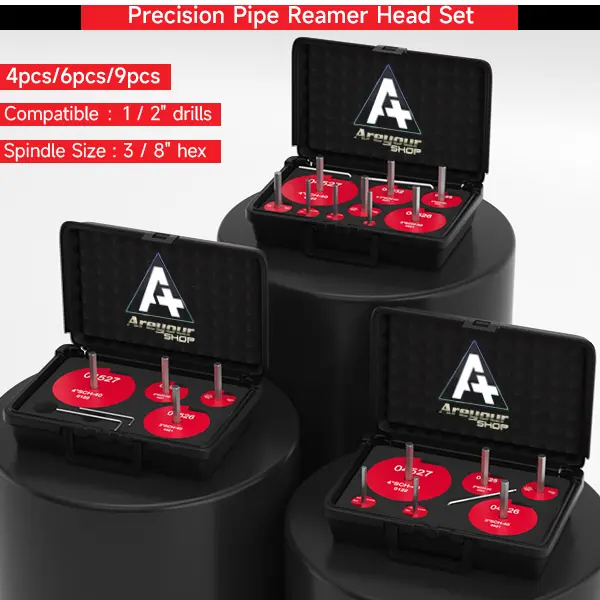 Areyourshop Mechanical Cutting Tool Set - Carbide-Tungsten Alloy Tool Kits with Alloy Coated High-Precision Cutters, Fits 1/2" Drills, Multi-Size Pipe Reaming for PVC CPVC ABS Pipes, Includes Sturdy Case, Diy Repair, Rotating Cuts