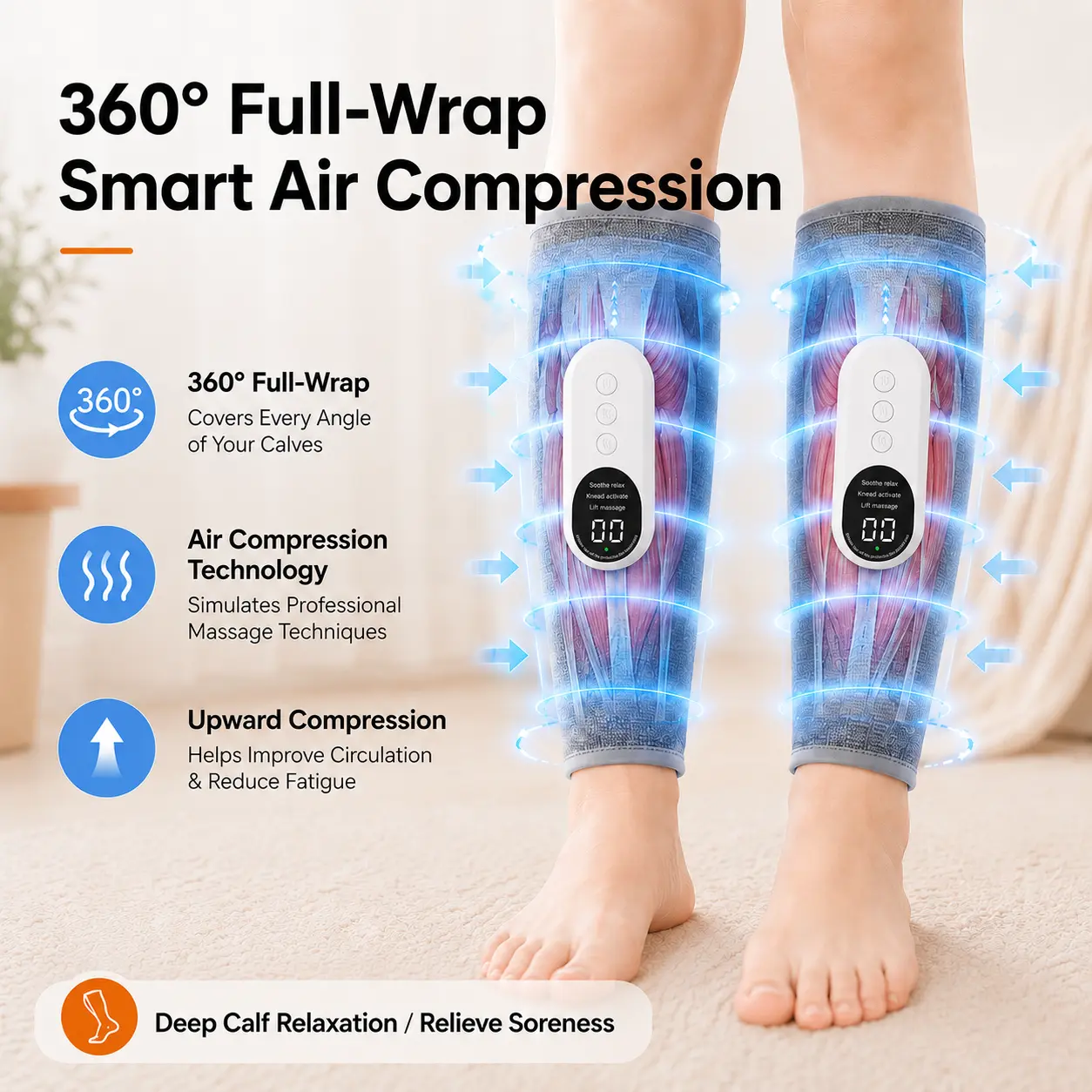 360 degree full wrap smart air compression leg massage