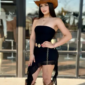 Strapless Mesh Mini Dress - Black, Stretchable, True to Size, Casual Style, Womenswear, Summer, Basic Design - Comfort, Sleeveless, Minimalist