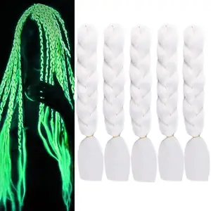 Christmas Jumbo Braiding Hair Colored Box Braids Hair Extensions Glowing Braiding Hair Shining Jumbo Braids Hair Fluorescent Light in Darkness  for Christmas