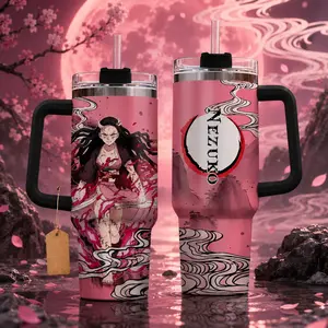 Nezuko Kamado Kimestu No Yaiba Demon Slayer Anime Custom Tumbler 40Oz Stainless Steel Tumbler With Handle