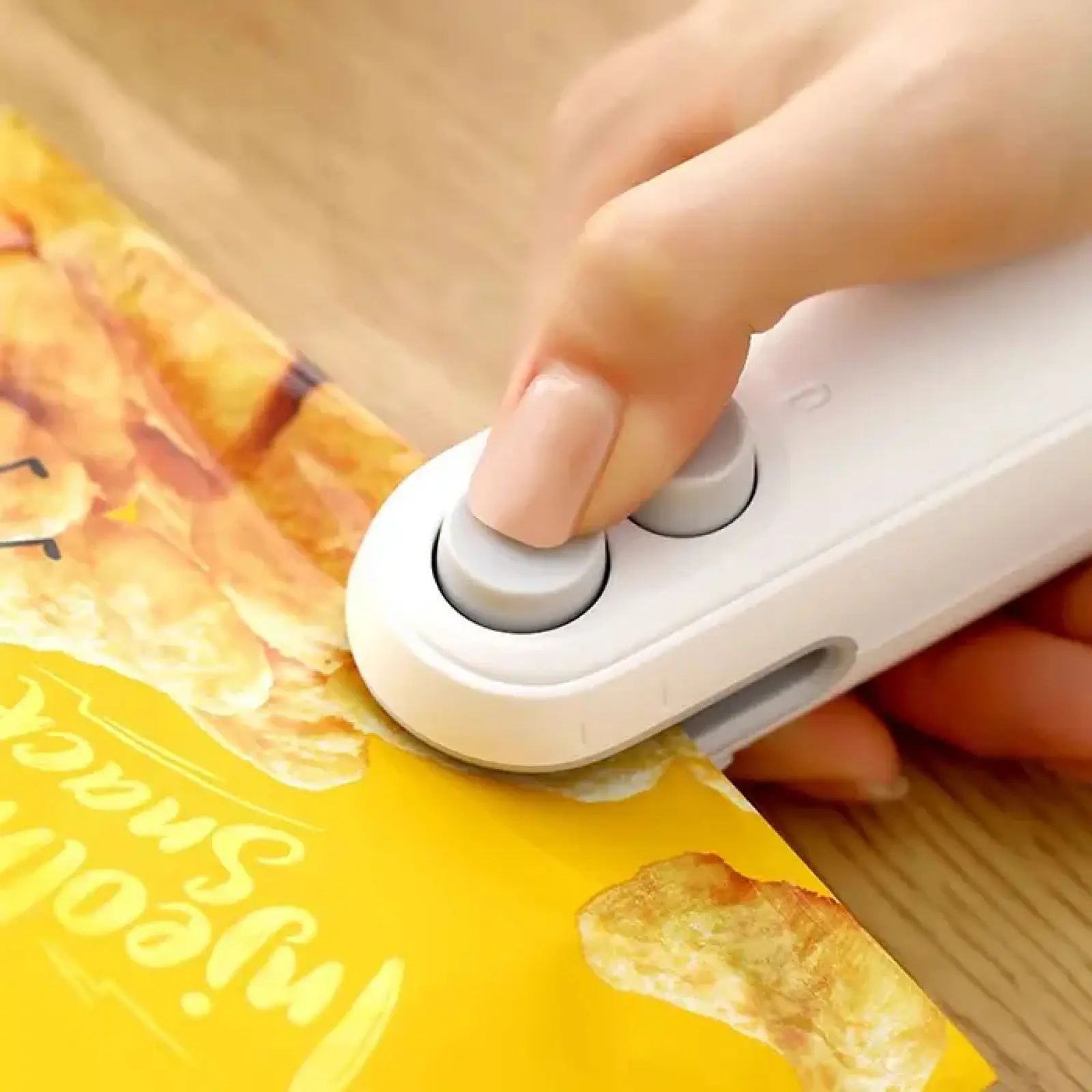 Snacks Mini Bag Sealer, Rechargeable 2 in 1 Bag Heat Sealer with Cutter for Chip , Plastic Bag Resealer Keep Food Fresh, Sellador de bolsas Plasticas, White