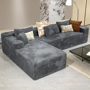 big comfy couch sectional couches for Living RoomCorduroy Couch, 104" Cloud Sectional Couchwith L-Shape Chaise, Modern Modular Sofa,Deep Seat Comfort, No AssemblyRequired(Plush Corduroy Fabric) Velvet Loveseat Set