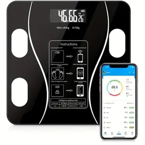 Smart Scale for Body Weight, Digital Bathroom Scale BMI Weighing Body Fat Scale, Accurate Body Composition Scale Monitor for People's Health with Smartphone App, Compact Size, 400lb Healthcare Fit