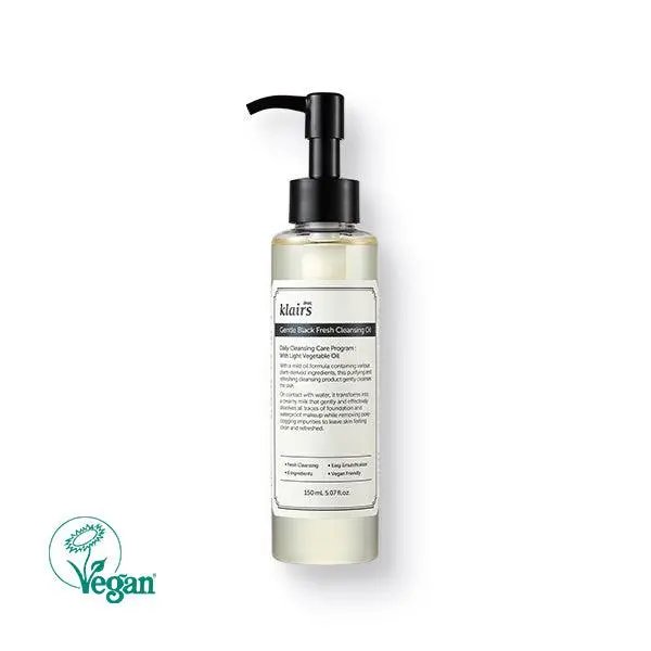[Dear Klairs Official] Gentle Black Fresh Vegan Cleansing Oil - Composed of natural Black Bean, Black Sesame, Black Currant Seed oil for gentle, non-irritating cleanser for sensitive skin Makeup Makeup Remover