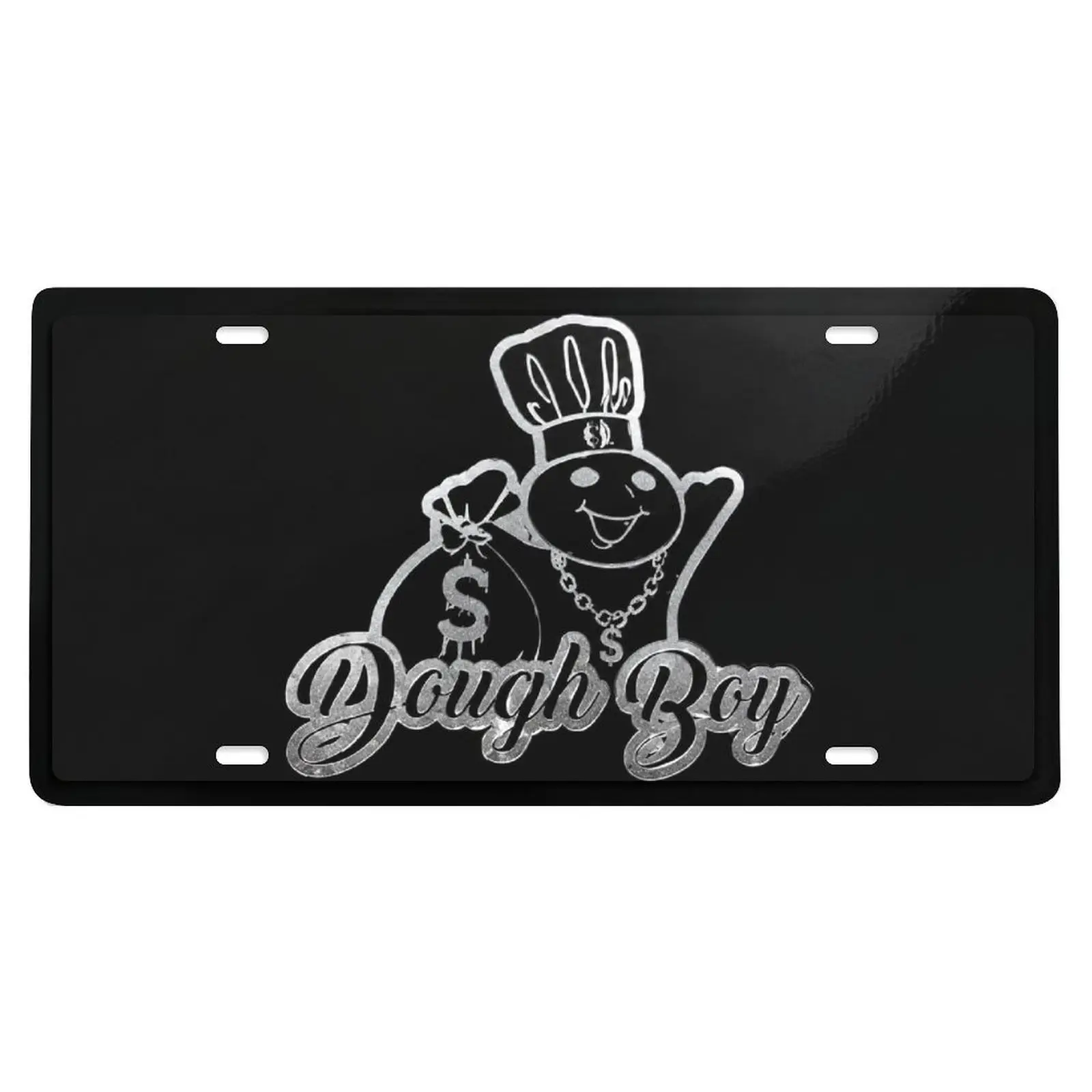 Custom Metallic Look Aluminum Durable Dough Boy 12"x6" License Plate, Personalized Vehicle Exterior Number Plate with 4 Pre-Drilled Holes, Car Accessories for Cars-Trucks