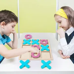 Wooden Tic Tac Toe Game Set for Kids, Educational Logic Toy to Enhance Thinking Skills, Engaging Family Board Game, Strategy Board Games