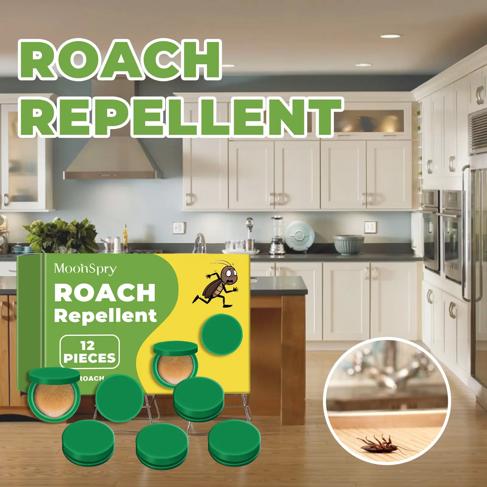 Moonspry 24-Pack Cockroach Killer Set, Indoor Roach Bait Gel & Trap Kit, Effective Roach Solution & Cockroach Exterminator for Home Kitchen Dormitory Pest Control