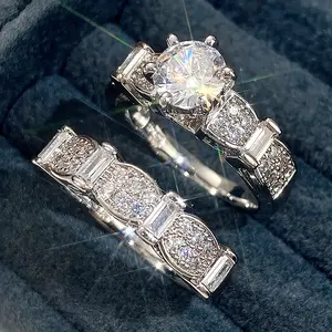 2pcs Enchanting stacked rings, high-end fashion, luxurious temperament, sparkling women's zircon set rings, jewelry symbolizing luxury and nobility, engagement/wedding rings, gifts with gift boxes