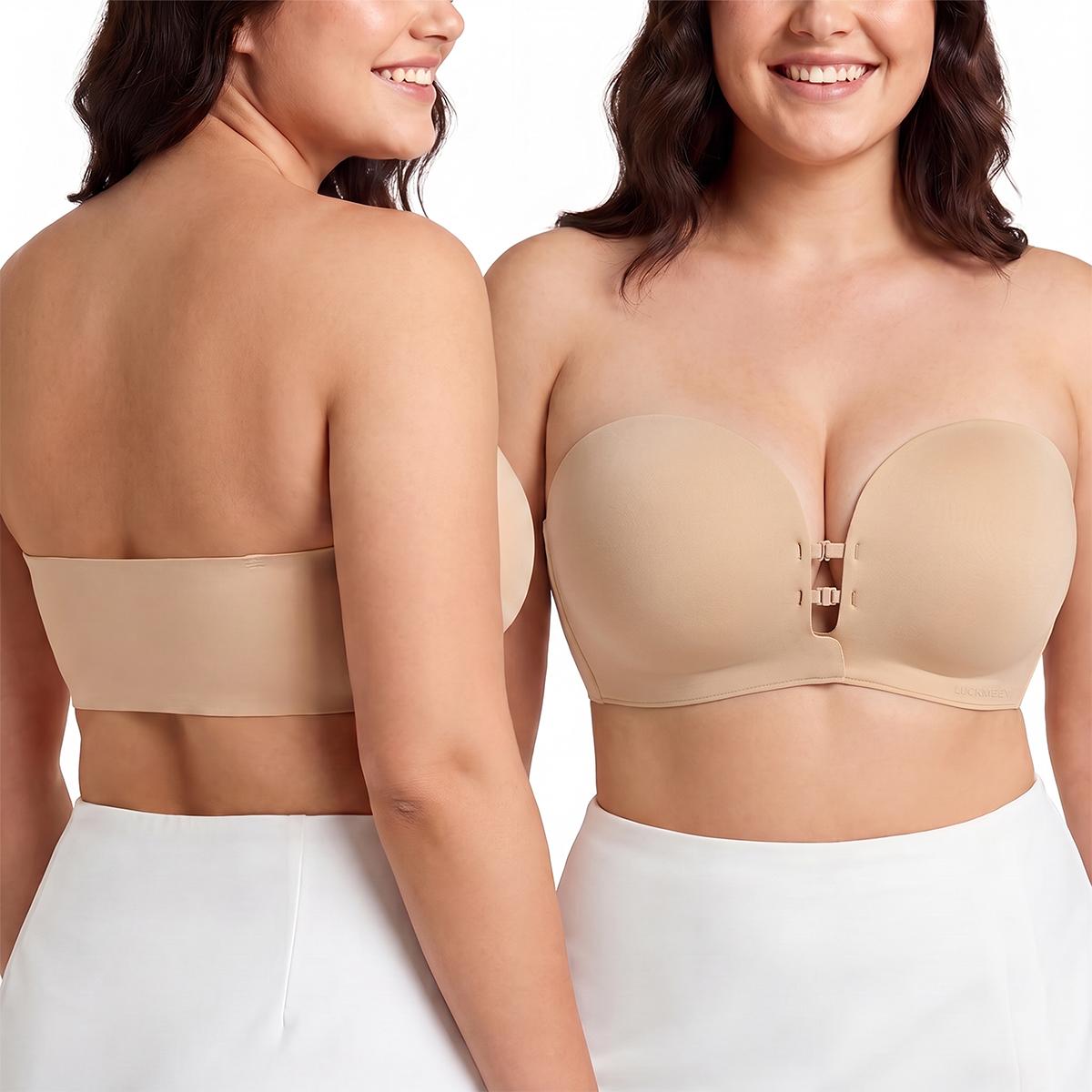 LUCKMEEY Womens Strapless Front Closure Bra Push Up Lift Bra Padded Add Cup Non Slip Anti-Slip Grip & Removable Straps Fit Outfits Wireless Supportive Seamless Comfortable LUCKMEEY Womens Strapless Front Closure Bra Push Up Lift Bra Padded Add Cup Non Slip Anti-Slip Grip & Removable Straps Fit Outfits Wireless Supportive Seamless Comfortable