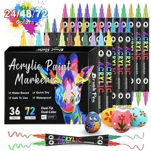 168 Color Acrylic Markers Dual Tip Set, Acrylic Painting Pen, Fast Drying Non-Fading Ink, Ideal for Drawing Illustrations Crafts School Supplies DIY Projects