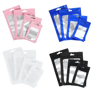 50count Matte Zip lock Plastic Bag Aluminum Foil Hologram Food Pouch Small Water Proof Zipper Reclosable Pouches Gift Packaging