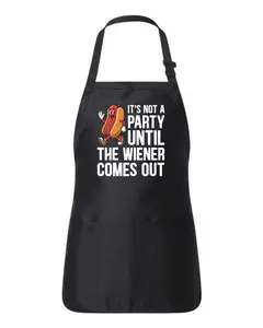 It's Not A Party Until The Wiener Comes Out - Funny BBQ Chef Cooking Apron, Versatile Design with adjustable strap