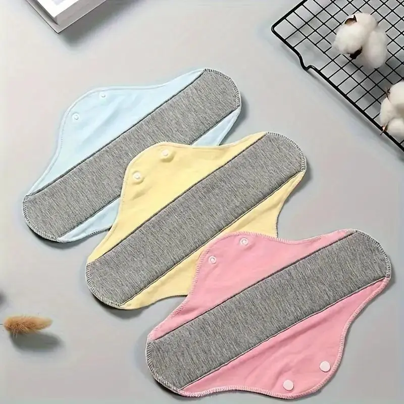 Reusable Sanitary Napkin, 3pcs Washable Soft Absorbent Sanitary Pad, Menstrual Pad, Period Pad, Feminine Care Product for Women, Feminine Hygiene Products
