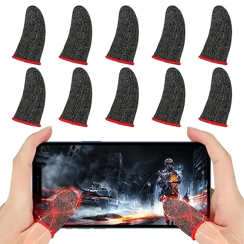 8 Pairs Gaming Finger Sleeves, Anti-Sweat Breathable Touch Screen Thumb Sleeves, High Sensitivity for Pubg Mobile, Compatible with iOS & Android Smartphones, Gaming Accessories