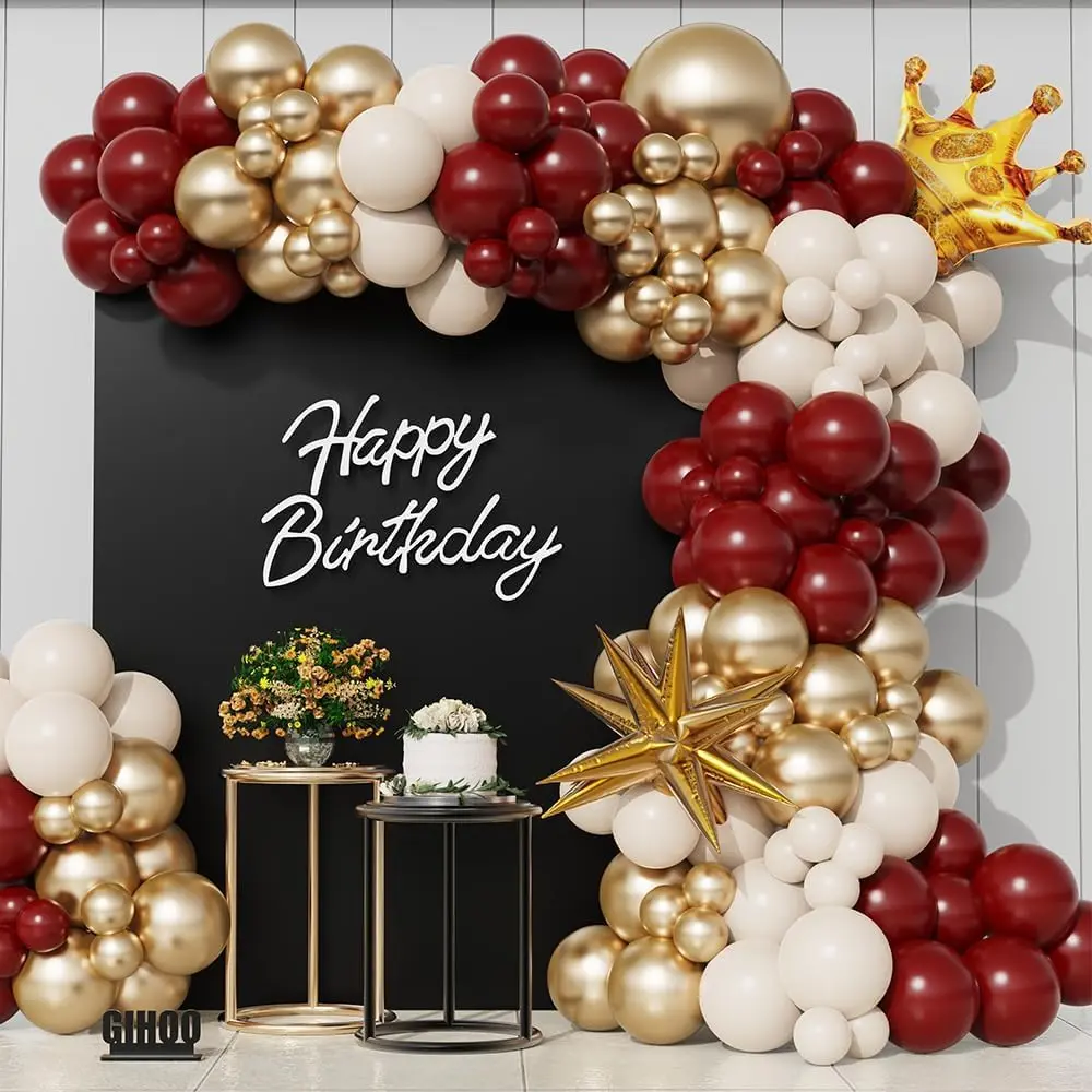 Burgundy Balloon Arch Garland Kit 148 count Boho White Sand Burgundy and  Chrome Latex balloons with Crown Mylar Balloon for Wedding Bridal Shower Birthday  Graduation Party Decoration